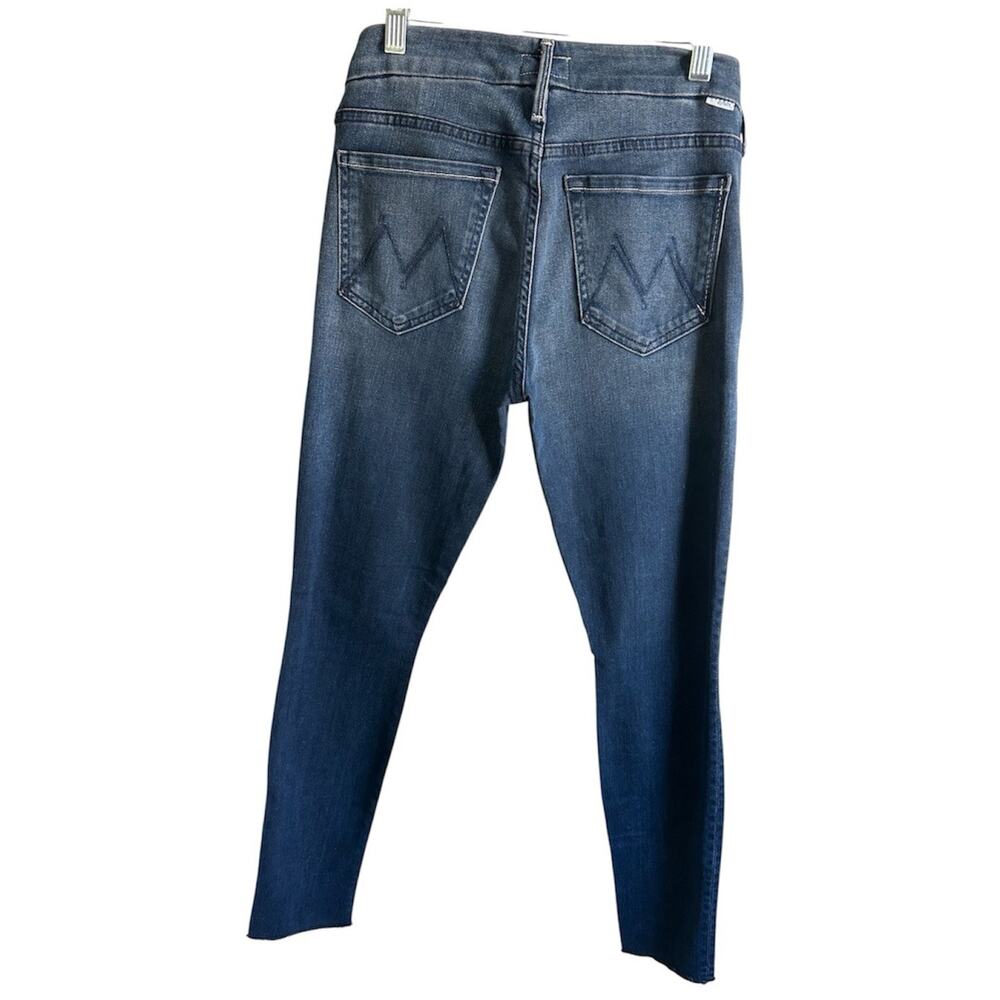 MOTHER The Looker Ankle Fray Repeating Love Skinny Jeans Womens 26 Raw Hem Blue - Picture 2 of 13